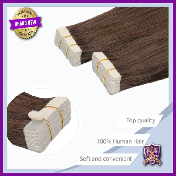 28 Inch Tape In Human Hair Extensions, 10 Pcs, Straight Remy Hair main image 3